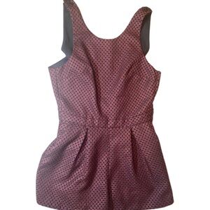 Red and Black Patterned Sleeveless Romper